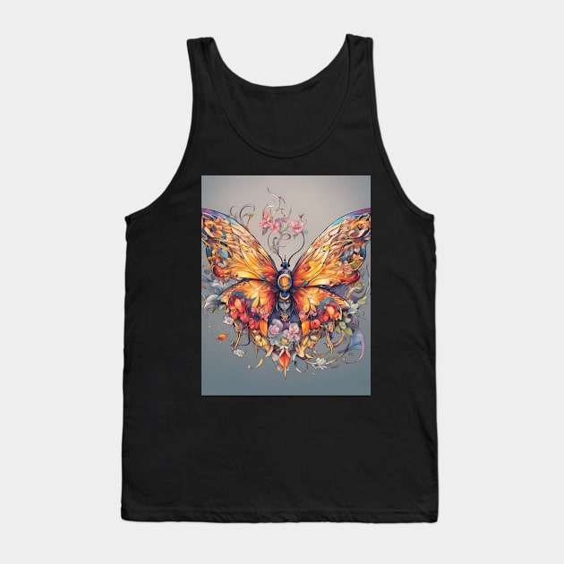 butterfly with flowers and leaves Tank Top by animegirlnft
